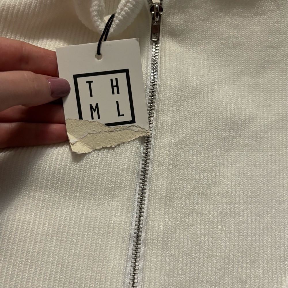 THML Quilted Pullover Half Zip White Womens Size XS Extra Small New With Tag - Picture 6 of 7